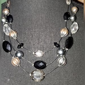 Elegant Black and Silver Beaded Necklace